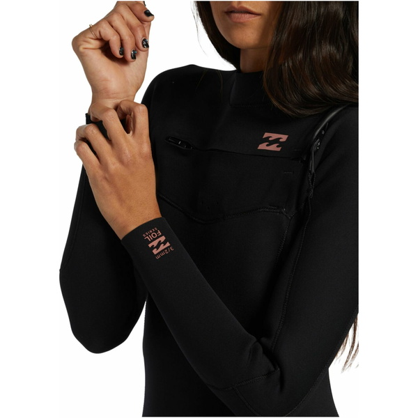 2026 Billabong Frauen Foil 3/2mm Brustreißverschluss Neoprenanzug ABJW100187 - Black